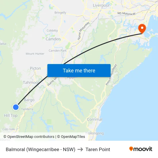 Balmoral (Wingecarribee - NSW) to Taren Point map