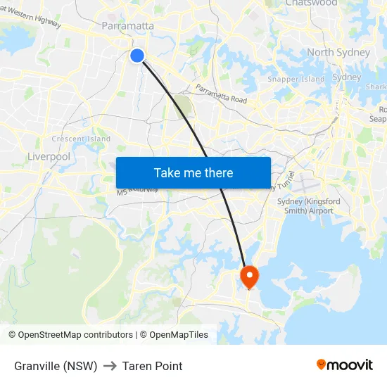 Granville (NSW) to Taren Point map