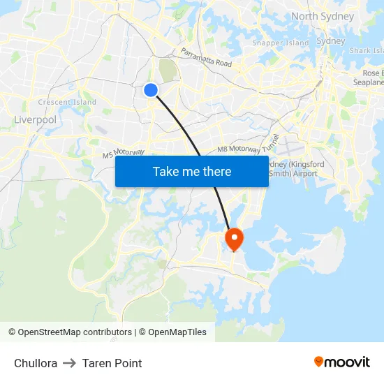 Chullora to Taren Point map
