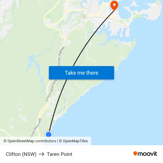 Clifton (NSW) to Taren Point map