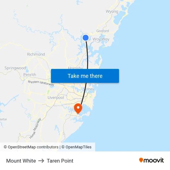 Mount White to Taren Point map