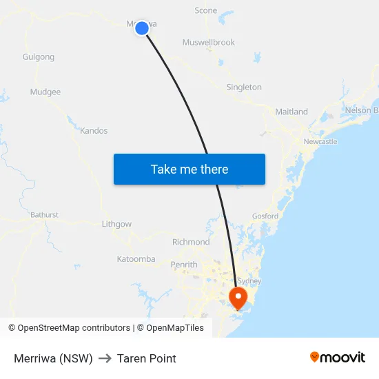 Merriwa (NSW) to Taren Point map