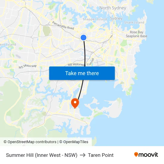 Summer Hill (Inner West - NSW) to Taren Point map