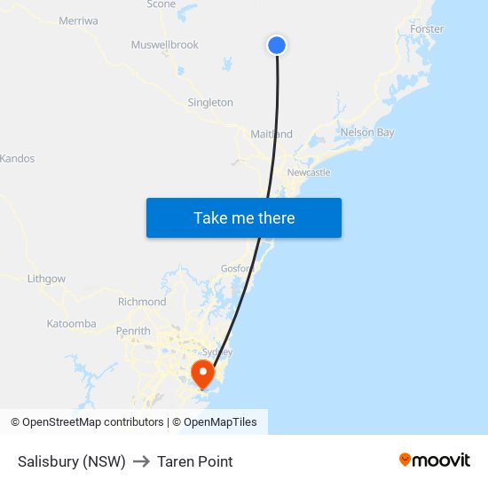 Salisbury (NSW) to Taren Point map