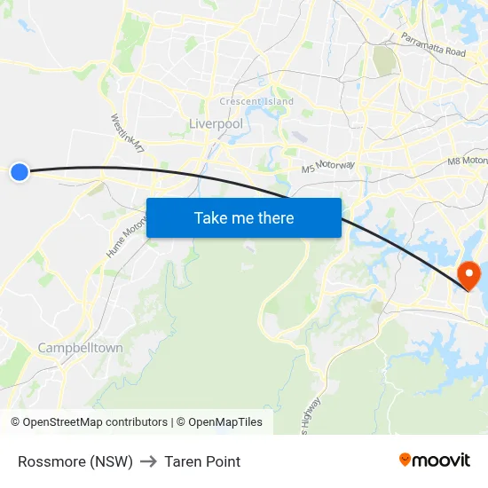 Rossmore (NSW) to Taren Point map