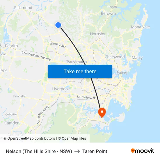 Nelson (The Hills Shire - NSW) to Taren Point map