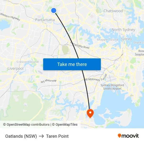 Oatlands (NSW) to Taren Point map