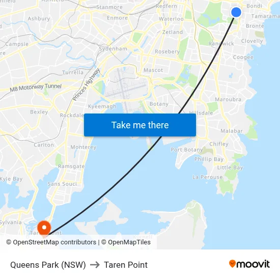 Queens Park (NSW) to Taren Point map