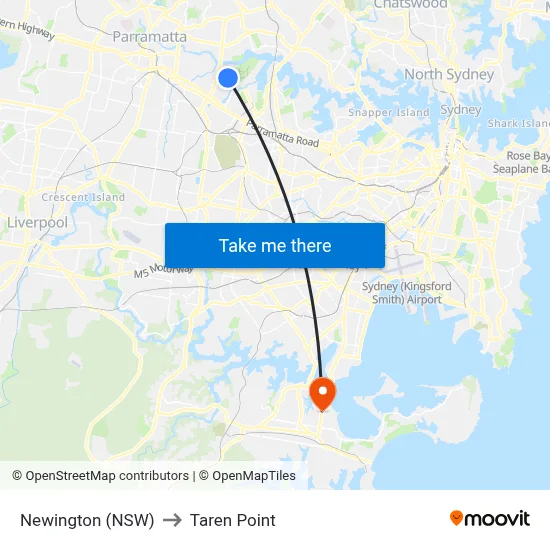 Newington (NSW) to Taren Point map