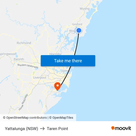 Yattalunga (NSW) to Taren Point map