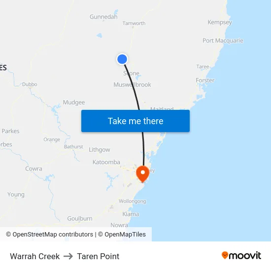 Warrah Creek to Taren Point map