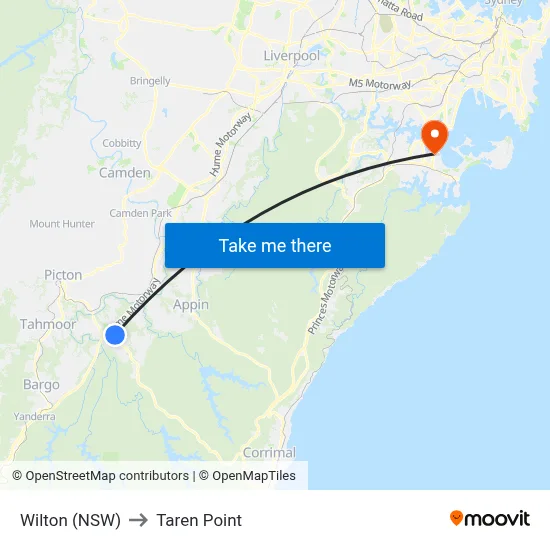 Wilton (NSW) to Taren Point map