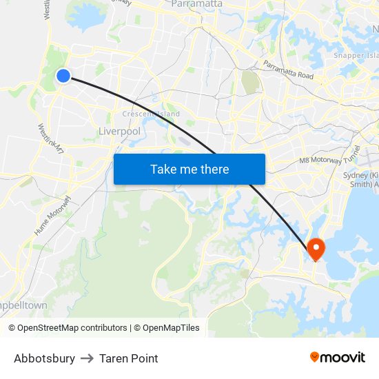 Abbotsbury to Taren Point map