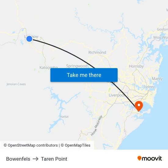 Bowenfels to Taren Point map