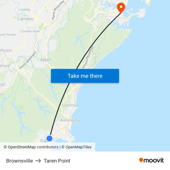 Brownsville to Taren Point map