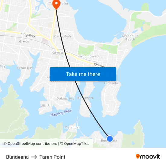 Bundeena to Taren Point map