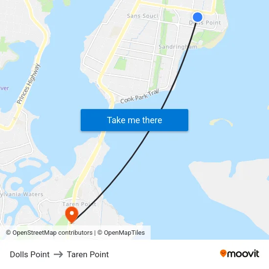 Dolls Point to Taren Point map