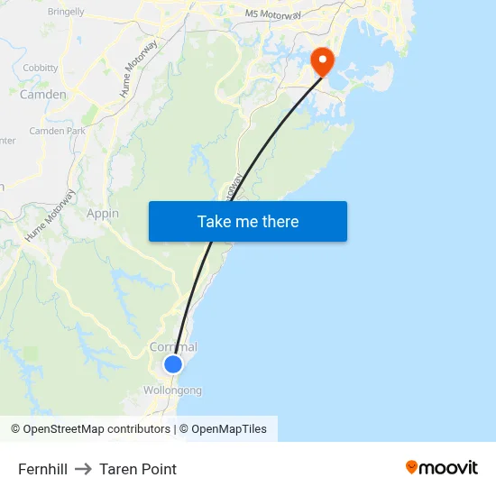 Fernhill to Taren Point map