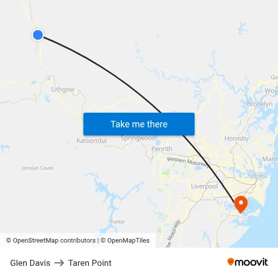 Glen Davis to Taren Point map
