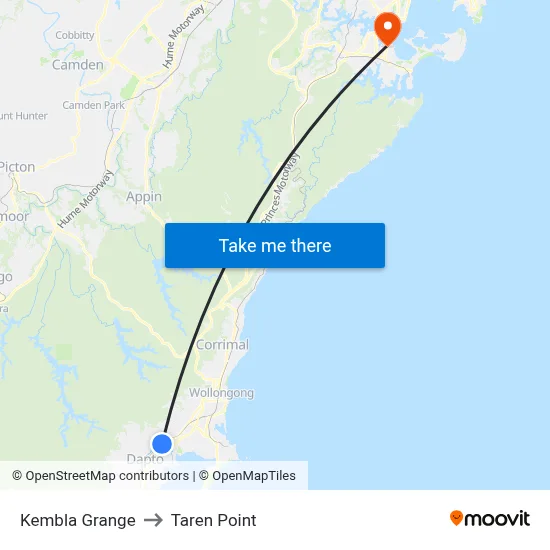 Kembla Grange to Taren Point map