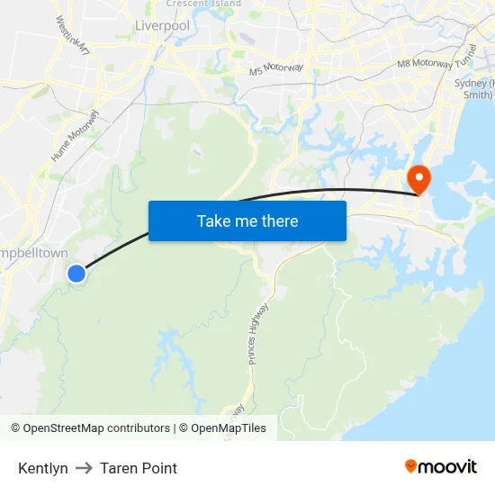 Kentlyn to Taren Point map