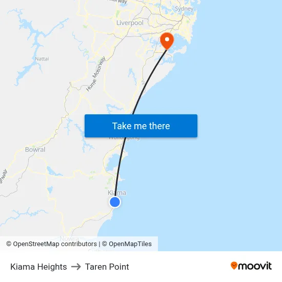 Kiama Heights to Taren Point map