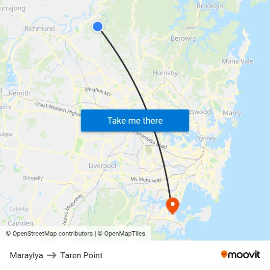 Maraylya to Taren Point map