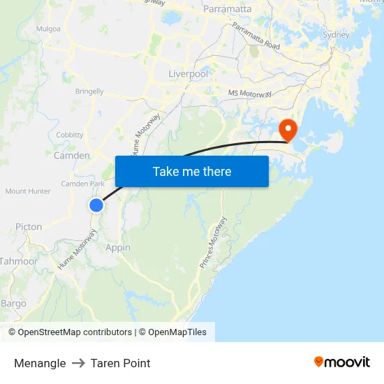 Menangle to Taren Point map