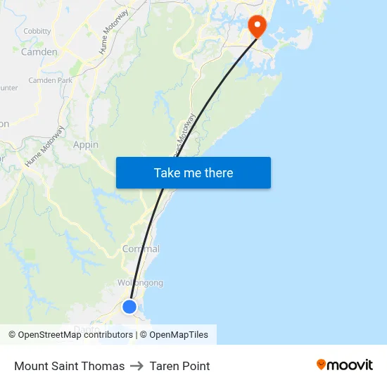 Mount Saint Thomas to Taren Point map