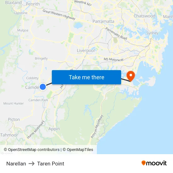 Narellan to Taren Point map