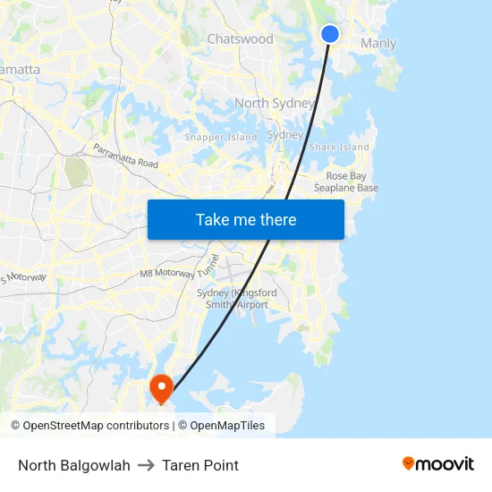 North Balgowlah to Taren Point map