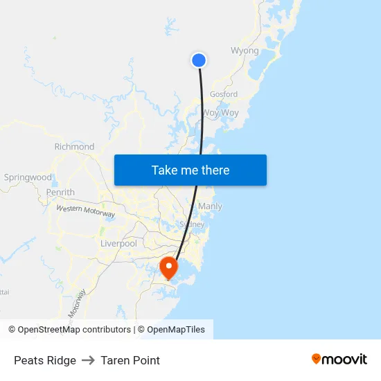 Peats Ridge to Taren Point map