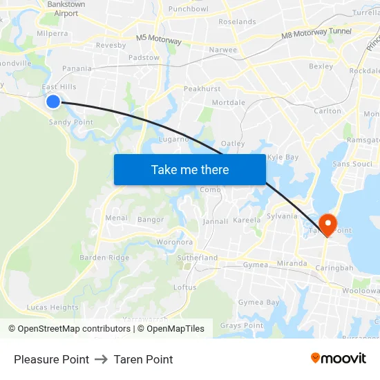 Pleasure Point to Taren Point map