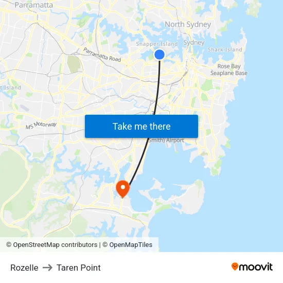 Rozelle to Taren Point map