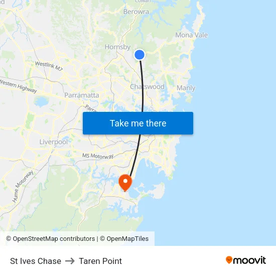 St Ives Chase to Taren Point map
