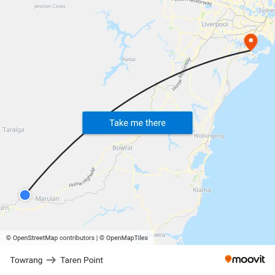 Towrang to Taren Point map