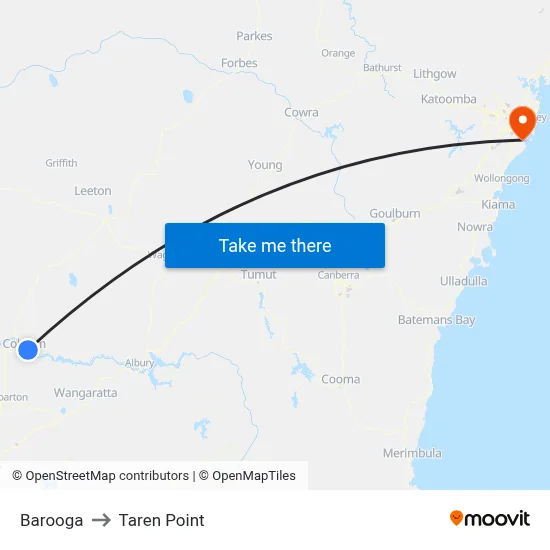 Barooga to Taren Point map