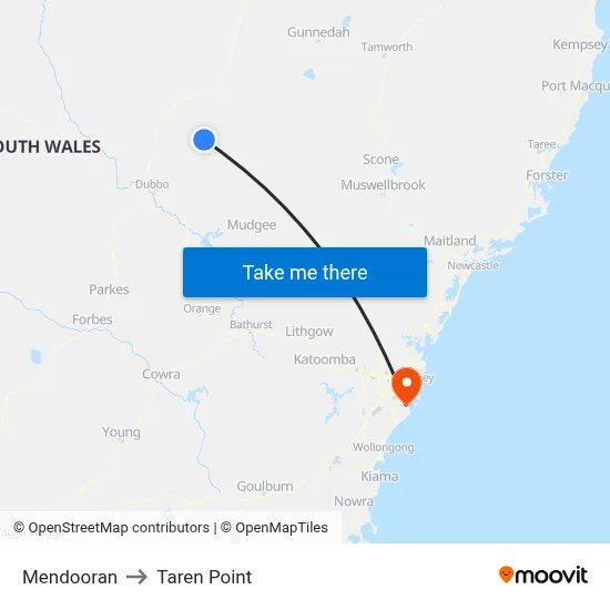 Mendooran to Taren Point map