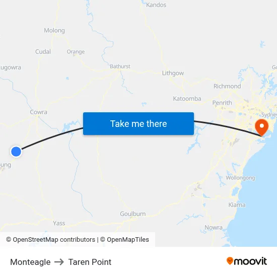 Monteagle to Taren Point map