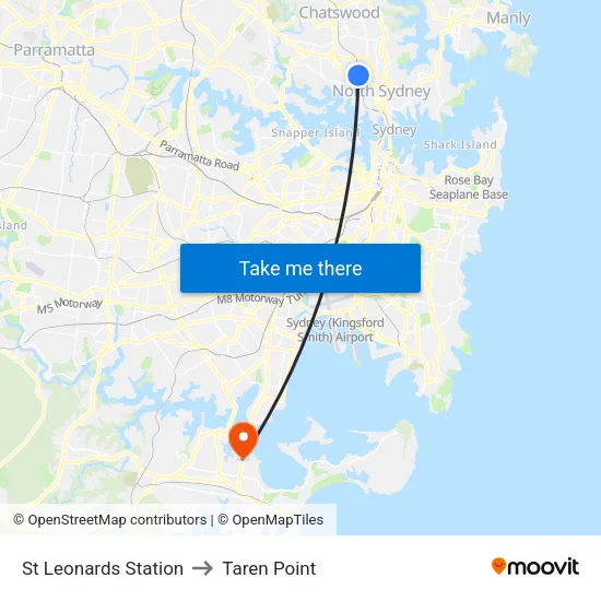 St Leonards Station to Taren Point map