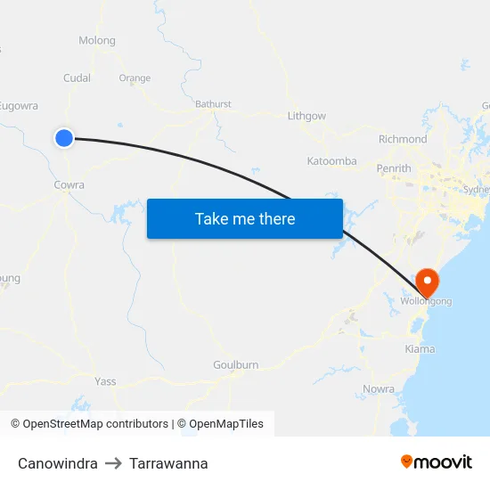 Canowindra to Tarrawanna map