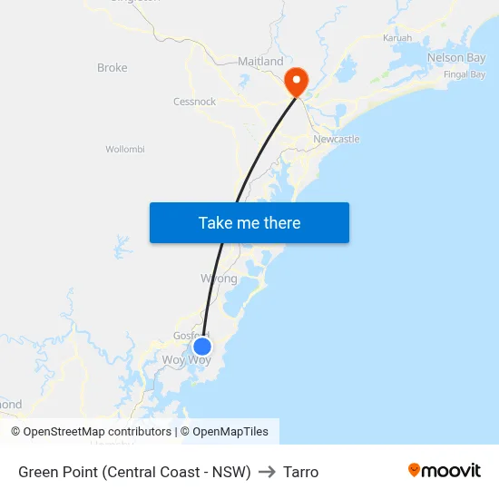 Green Point (Central Coast - NSW) to Tarro map