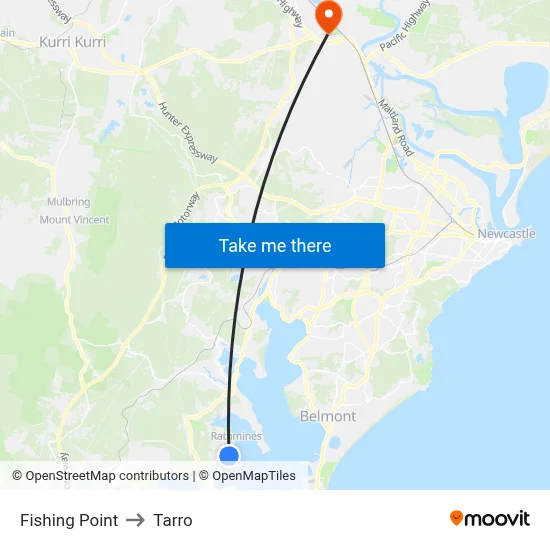 Fishing Point to Tarro map