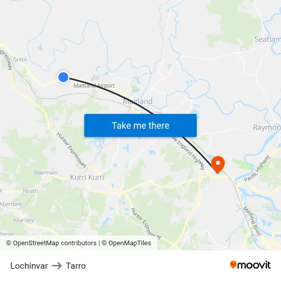 Lochinvar to Tarro map