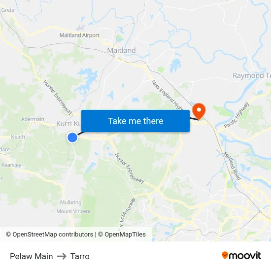 Pelaw Main to Tarro map