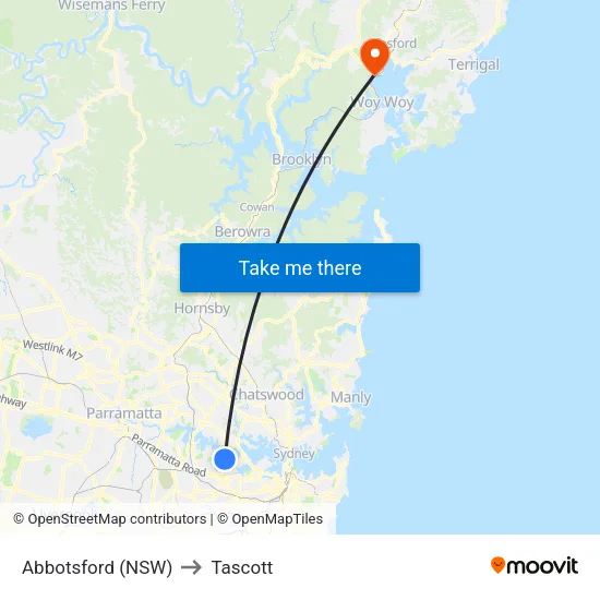Abbotsford (NSW) to Tascott map