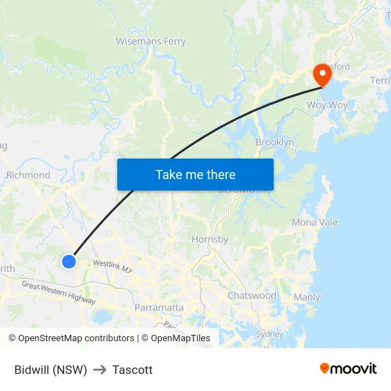 Bidwill (NSW) to Tascott map