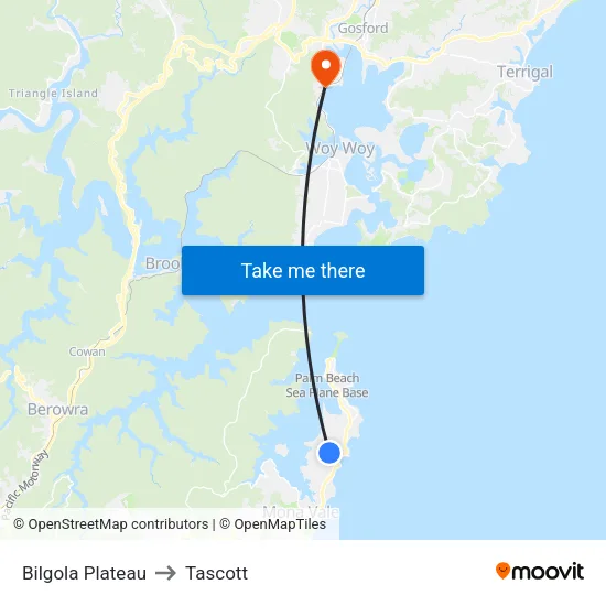 Bilgola Plateau to Tascott map