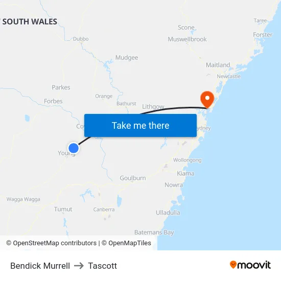 Bendick Murrell to Tascott map