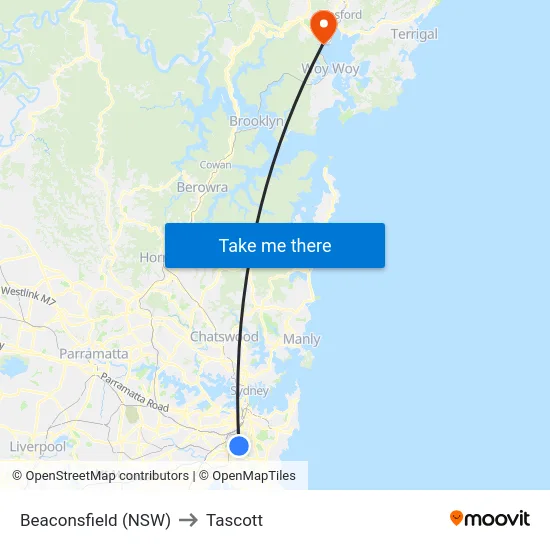 Beaconsfield (NSW) to Tascott map